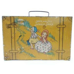 Antique California Perfume Co Tin Suitcase "Jack and Jill Jungle Jinks" Pre Avon